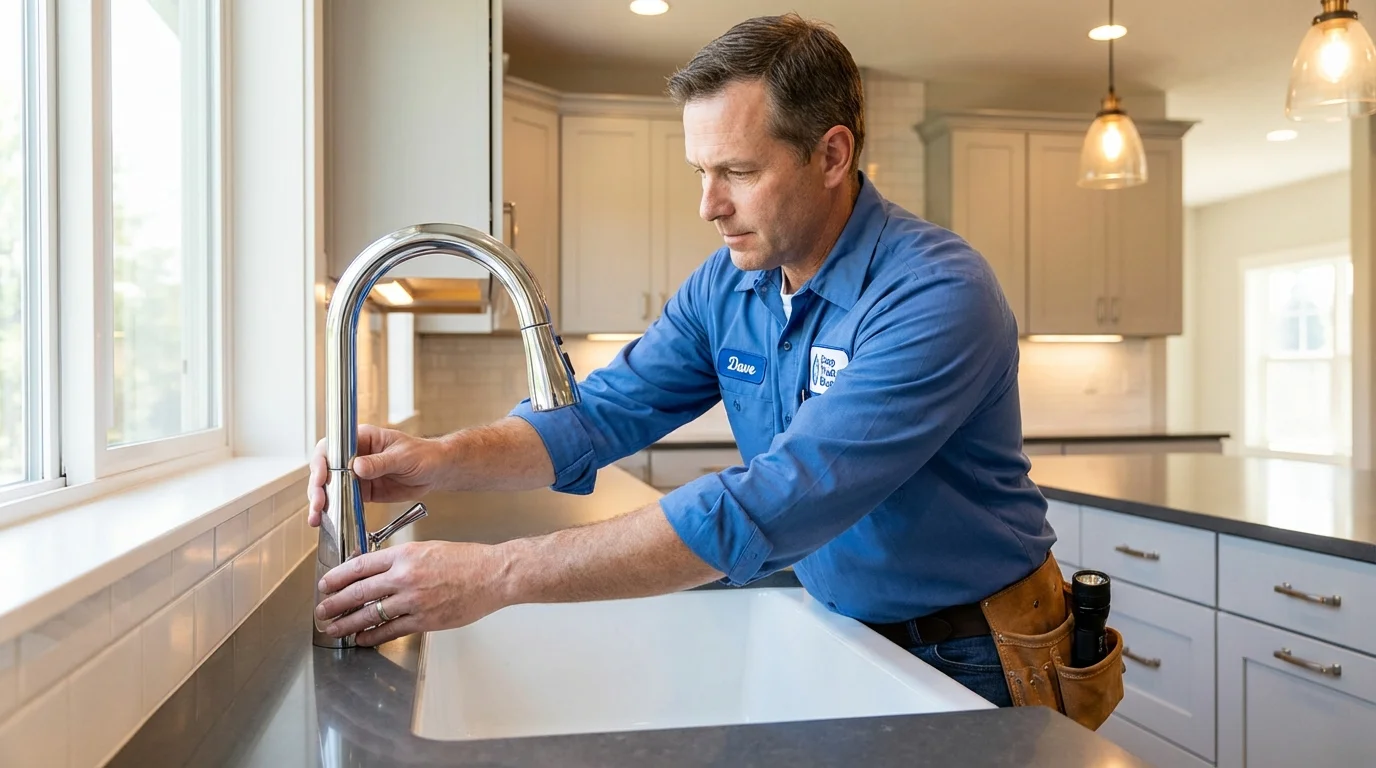 Kitchen faucet installation by Johns Plumbing LLC in Pocasset
