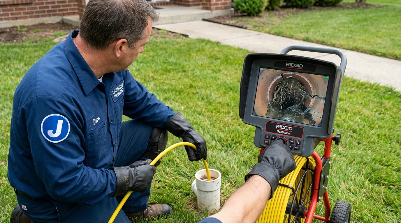 Sewer camera inspection being performed by Johns Plumbing LLC in Pocasset